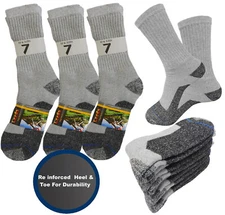 4-8-12 Pairs MEN'S CREW SOCKS COTTON SOCKS REINFORCED GRAY HEAVY SOCKS 10-13