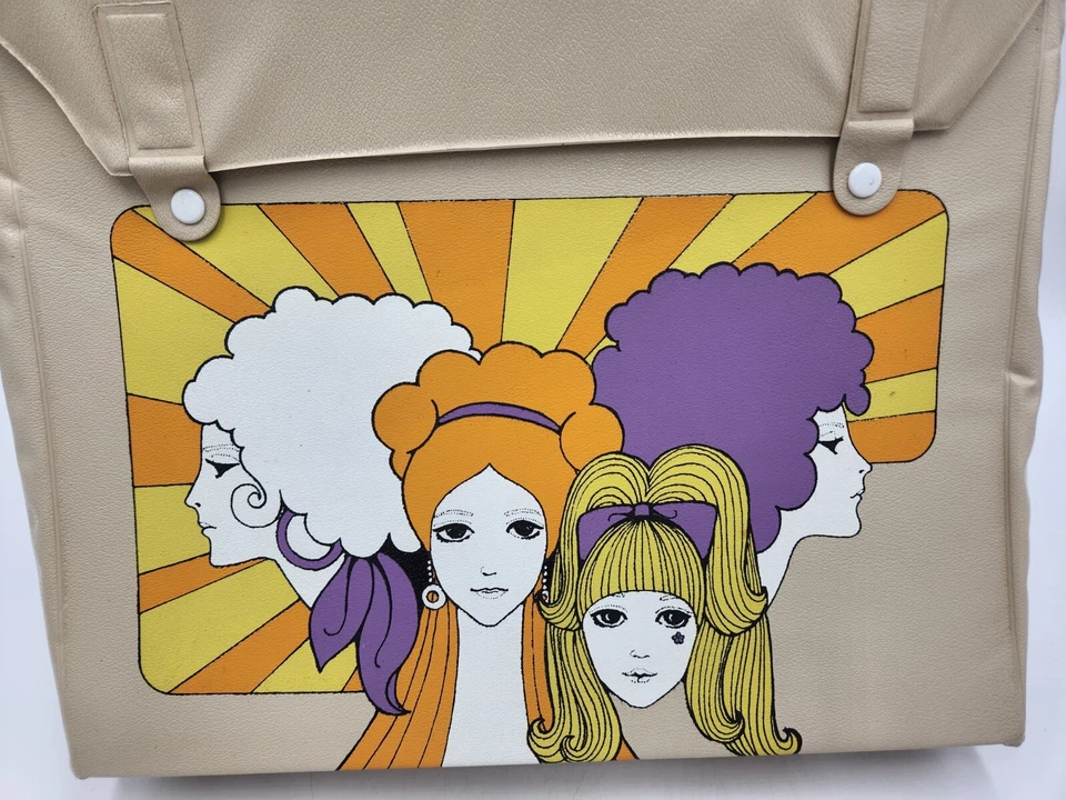 Vintage 1970's Vinyl Retro Mod Hippie Girls Purse/Messenger Bag Style Hong Kong - Image 4 of 4
