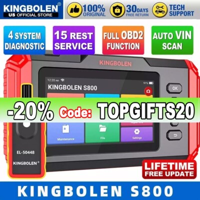 2026 KINGBOLEN S800 OBD2 Scanner Code Reader Diagnostic Scan Tool Engine ABS SRS