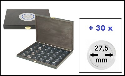 Münzkassette Carus M BLACK SAMT 30x 5 Euro Lindner SO2491BS-2K 30 Kapseln 27,5mm