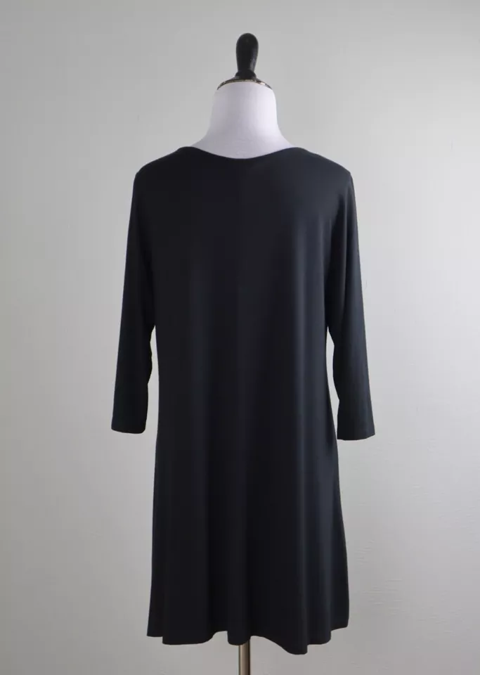 Cómoda camiseta túnica larga negra lisa elástica súper suave de EE. UU. $119 talla pequeña Foto 4 de 4
