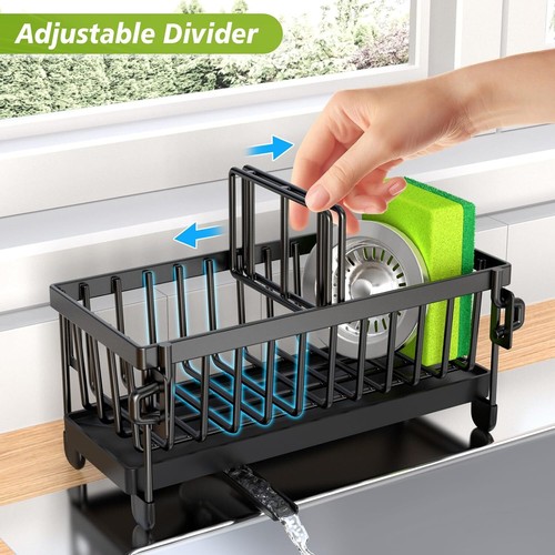 Kitchen Sink Caddy Rustproof 304 Stainless Steel Sponge Holder for Kitchen Sink - Picture 5 of 11