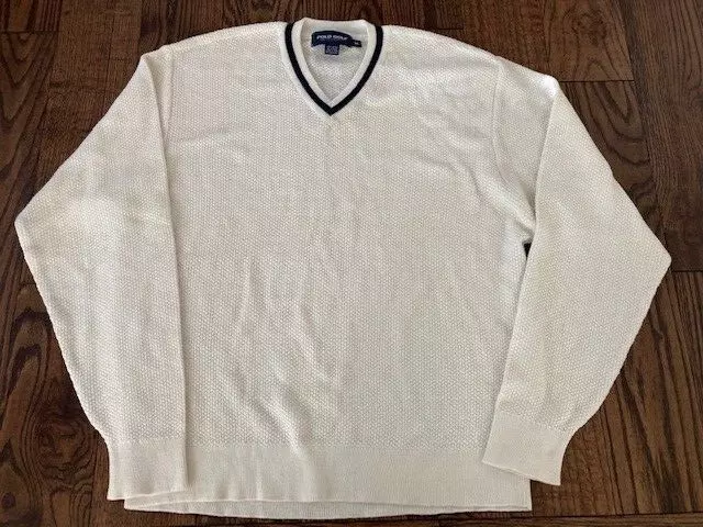Ralph Lauren Polo Golf V Neck Cotton/Alpaca Sweater Men size XL