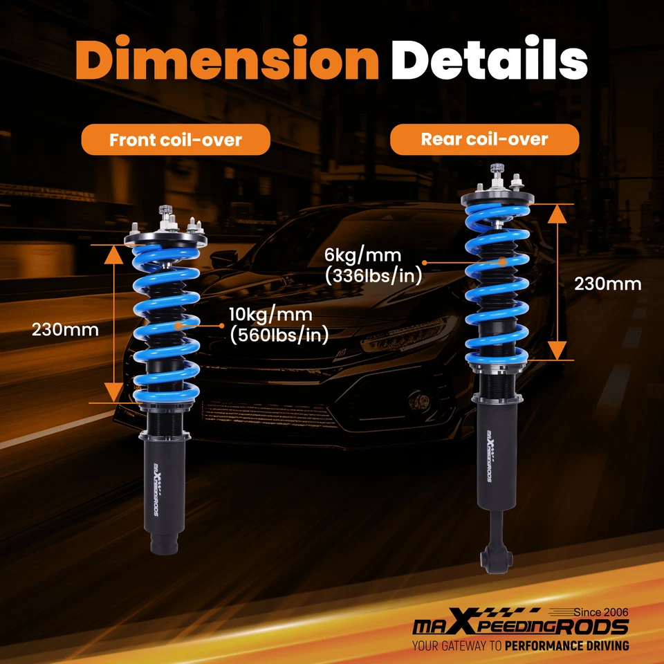 Kit de suspensión MaXpeedingrods Coilovers para Honda Accord 98-02 Acura CL 2001-03 Foto 4 de 4