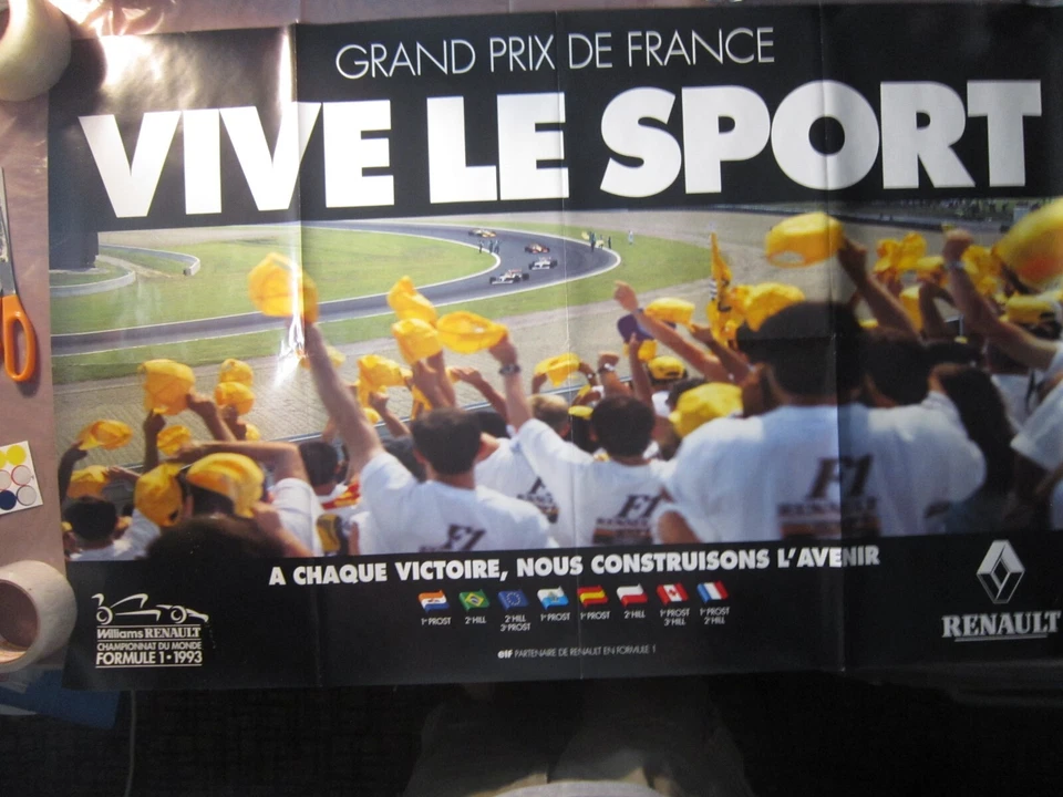 Renault / Williams / Grand Prix France Poster. Original / Vintage. - Image 3 of 4