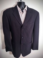 Hugo Boss Mens 3 Button 100 Wool Blazer - Navy blue Size 40R made in the USA