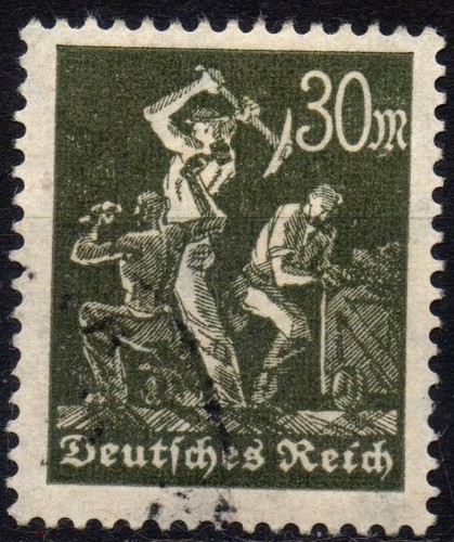 GERMANY 1922/1923 - Used 30 Mk Miner Watermark (WM2) Waffles #DR2