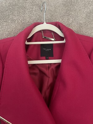 Ted baker Coat Pink / Red wool blend long coat size 1 Trench