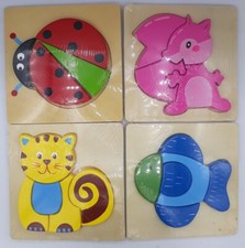 Kinderpuzzle Holz Kinder Motorik Eichhörnchen Marienkäfer Fisch Katze Kleinkind