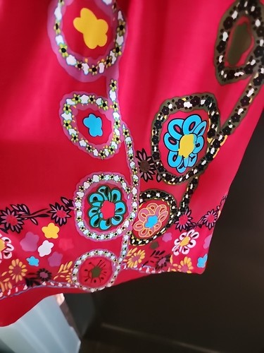 Reborn Womens Dress Size M RedFlower Print Cottage Core Prairie Core Hippy - Picture 3 of 5