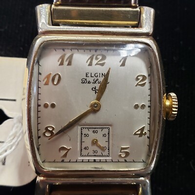 1950 Vintage 10K Rolled Gold Plate Elgin de-luxe wrist watch