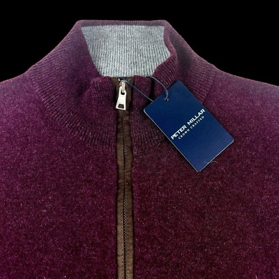 Peter Millar Crown Crafted Artisan Cashmere Suede Quarter Zip Sweater $650 Small