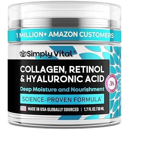 Collagen, Retinol & Hyaluronic Acid Cream - Anti-Aging Face Moisturizer for Face