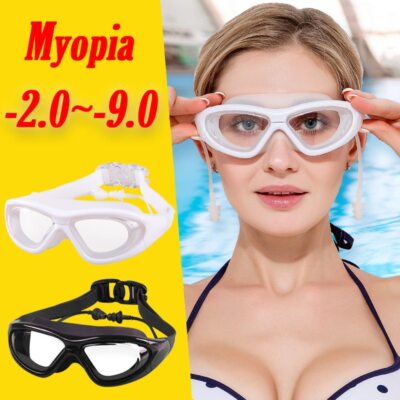 Waterproof -2 to -9 Myopia Diopter Swim Goggles Transparent