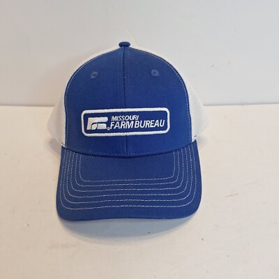 Missouri Farm Bureau Trucker Hat Cap Blue White Mesh Adjustable Hook & Loop