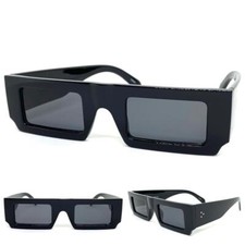 Classic Vintage Retro Club Rave Party SUN GLASSES Thick Rectangular Black Frame