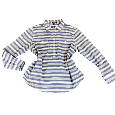 Chaps Cotton Blue & White Striped Shirt Women's Sz XL #253i | eBay