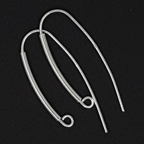 32mm Long Wire Tube Earring Hooks 100% 925 Sterling Silver For Making Earrings - Picture 8 of 12
