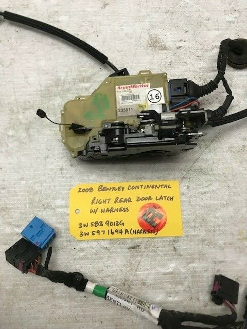 06-08 Bentley Continental Flying Spur RIGHT REAR DOOR LATCH W/ WIRING 3W5839013J
