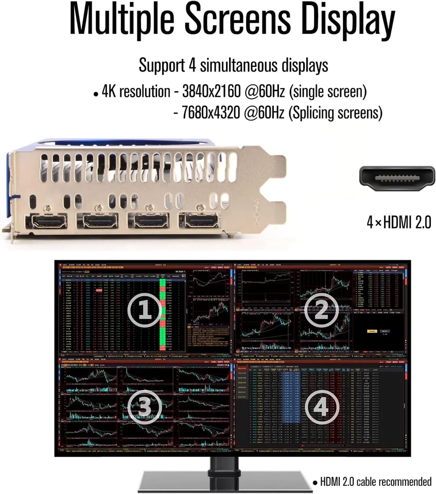 Tarjeta de gráficos SRhonyra GTX 1050 Ti 4 GB 4 HDMI pantalla múltiple GDDR5 128 bits Foto 4 de 4