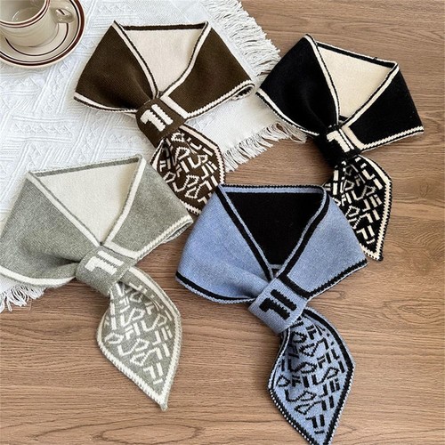Knitted Small Scarf Soft Woolen Neck Collar Cute Knit Shawl Scarf Women
