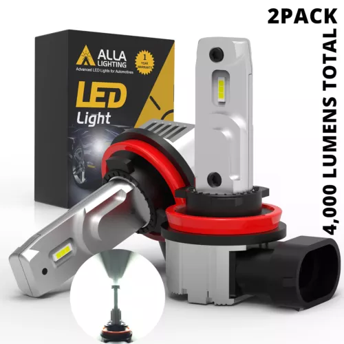 Alla Lighting H11 LED White Fog Light Bulbs Lamps for Jetta, Aluminum GF-4000LM