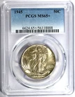 1945 PCGS MS65+ Walking Liberty Silver Half-Toned