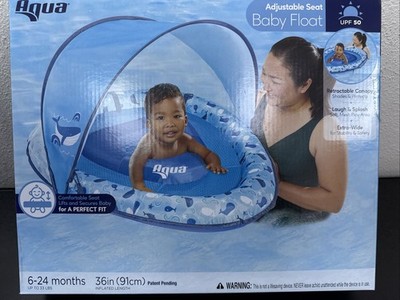 Aqua Leisure Adjustable Seat Baby Pool Float w/ Retractable Canopy, Pineapple
