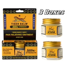Tiger Balm Ultra Strength Ointment for Muscle Pain, 18g, 0.63 oz (3 Bottles)