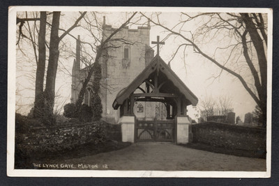 Postkarte New Milton bei Lymington New Forest Hampshire Kirche Lych Gate 1913 RP
