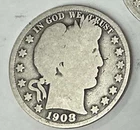 1908 O  50C Barber Half Dollar 90% SILVER U.S. COIN MONEY CURRENCY SCRAP