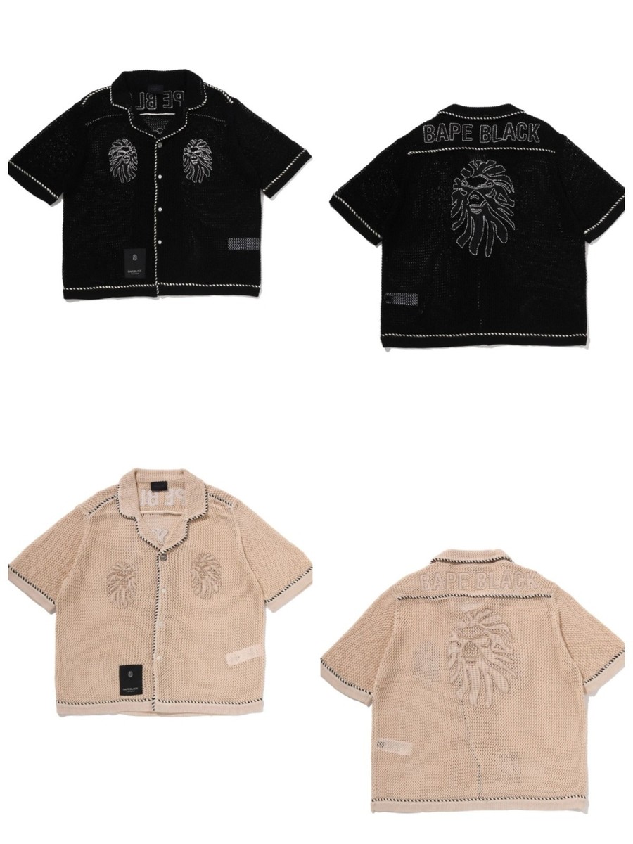BAPE BLACK 2 HEADED BAPE CROCHET SET #1 Black, Beige 1M20-132-301