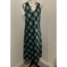 Free Assembly Plaid Midi Dress Size Medium 8-10 100% Recycled Material