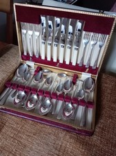 Vintage 26 pc LARKO EPNS A Stainless Steel Cutlery Set in Canteen Lewis & Rose