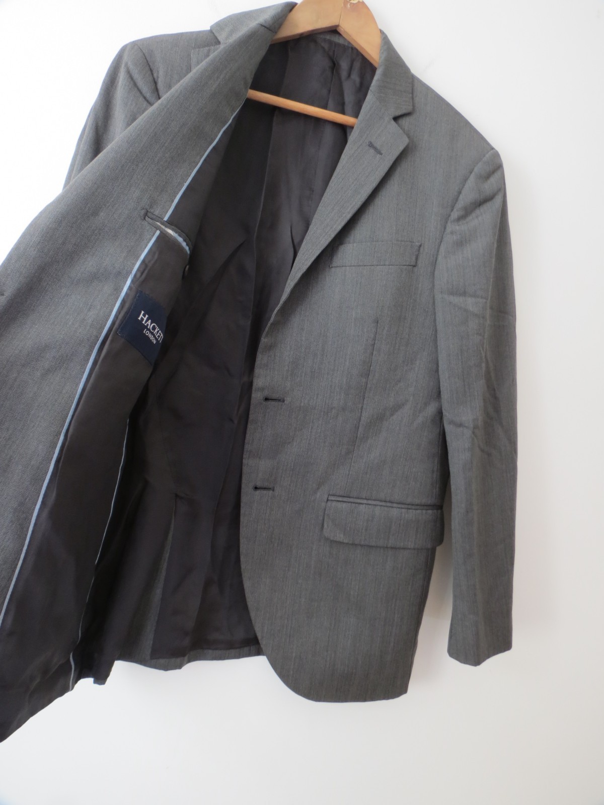 Giacca Hackett 40 grigio blazer a spina di pesce lana Savile Fila Londra
