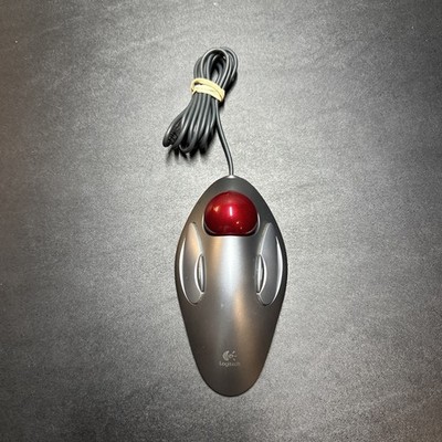 Logitech Trackman USB Red Marble Trackball Mouse T-BC21