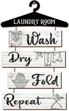 Blulu 5 Pieces Laundry Room Decor Rustic Vintage Farmhouse Room Rules Hanging Si