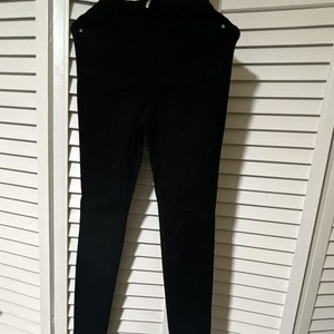 Women’s Black Solid Ankle Length Leggings, Regular Size M Pull-On Pants