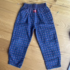 Oshkosh B'Gosh Vintage Denim Blue  Red Roses Motif- Elastic Waist Sz 6 Rare