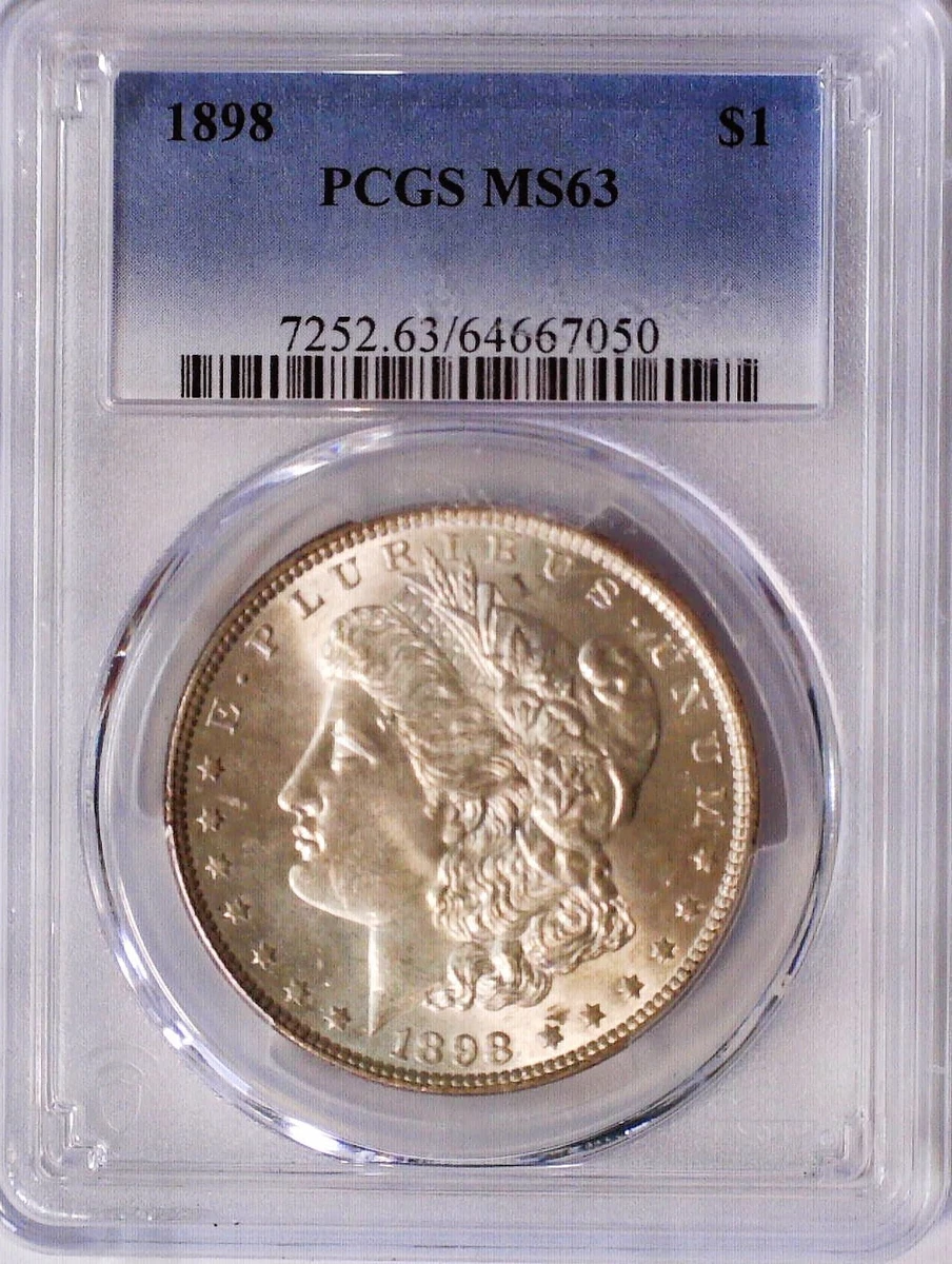 PCGS Certified MS 63 Graded 1898 Year Morgan US Dollars (1878-1921