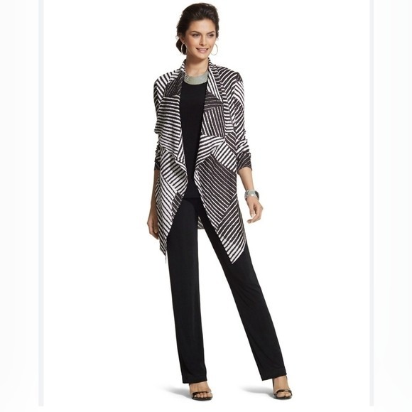 Chico's Crushed Patchwork Striped Jacket Size 0 S… - image 2