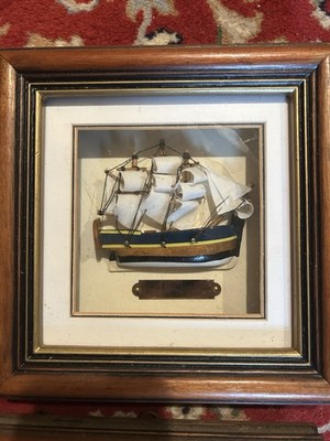 H M L  Endeavour 3 D Miniature ship Shadow Box Frame 1728