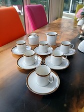14 PIECE THOMAS GERMANY PORCELAIN WHITE/GOLD TABLEWARE COFFEE SET FOR 6 SETTING