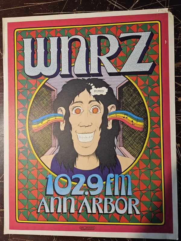 Gary Grimshaw 1973 Original Poster WNRZ Ann Arbor