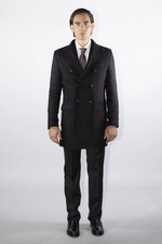 Cappotto doppiopetto sartoriale da uomo in pregiata lana