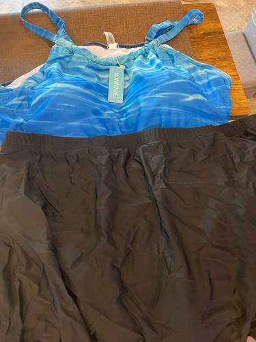 Plus Size Tankini and Skirt Set Tummy Control Bathing Suit High Neck 20W - Picture 3 of 3