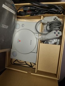 Vintage Video Game Sony PlayStation PS1 Console Bundle in Sega Genesis Box