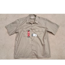 NWT Dickies Shirt Mens 2XL Tan Short Sleeve Button Down Collared Work