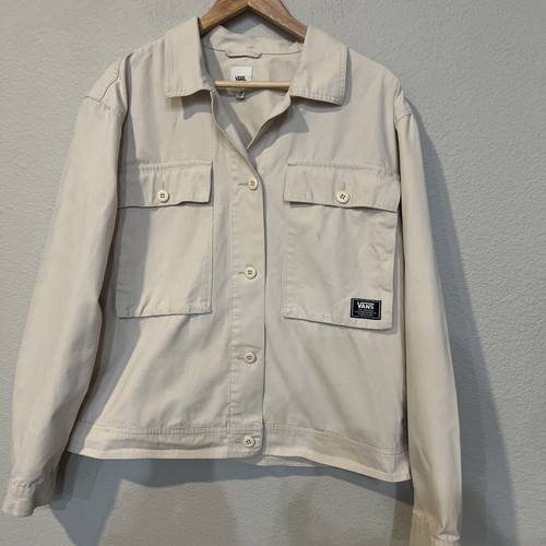Vans, Vans Womens Clark Jacket Cotton Marshmallow Pockets Woven Coat Patch CREAM XL