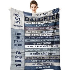 Daughter Gifts Blanket - Daughters Gift from Mom Dad - Presents 60" x 50" Grey